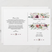 Herfst Burgundy Ivory Floral Lijst Wedding Program (Voorkant / Achterkant)