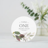 Herfst Burgundy Leaf Wedding Waterverf Table Numbe Kaart (Staand voorkant)
