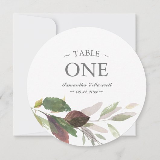 Herfst Burgundy Leaf Wedding Waterverf Table Numbe Kaart (Achterkant)