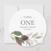 Herfst Burgundy Leaf Wedding Waterverf Table Numbe Kaart (Voorkant)