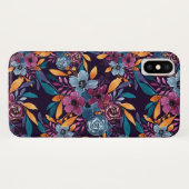 Herfst Burgundy Navy Mustard Waterverf Flowers Art Case-Mate iPhone Case (Achterkant (horizontaal))