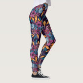 Herfst Burgundy Navy Mustard Waterverf Flowers Art Leggings (Rechts)