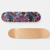 Herfst Burgundy Navy Mustard Waterverf Flowers Art Persoonlijk Skateboard (Horizontaal)
