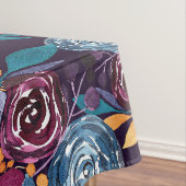 Herfst Burgundy Navy Mustard Waterverf Flowers Art Tafelkleed (Voorbeeld)