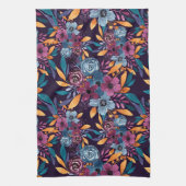 Herfst Burgundy Navy Mustard Waterverf Flowers Art Theedoek (Verticaal)