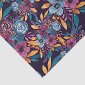 Herfst Burgundy Navy Mustard Waterverf Flowers Art Tissuepapier (Detail)