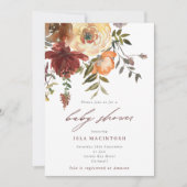 Herfst Burgundy & Oranje Floral Baby shower Kaart (Voorkant)