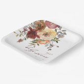 Herfst Burgundy & Oranje Flowers Baby shower Papieren Bordje (Gebogen)