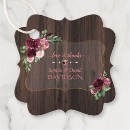 Herfst Burgundy Pink Floral Bloom Wedding Bedankjes Labels