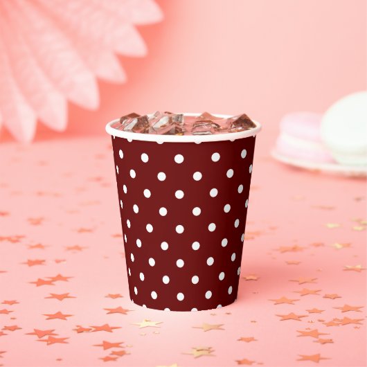 Herfst Burgundy Polka Dot Pattern Cups Papieren Bekers (Insitu)