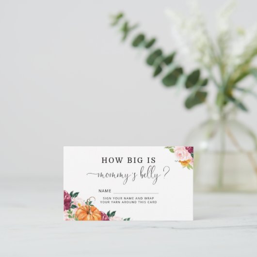 Herfst burgundy pompoen hoe groot de buik van mama informatiekaartje (Staand voorkant)