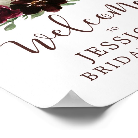 Herfst Burgundy Pumpkin Shower Welkomstbord Poster (Hoek)