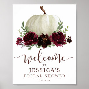 Herfst Burgundy Pumpkin Shower Welkomstbord Poster
