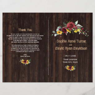 Herfst Burgundy Rozen Sunflower Old Wood Program Flyer