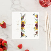 Herfst Burgundy Rozen Zonnebloemen bruiloft Servet (Insitu)