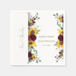 Herfst Burgundy Rozen Zonnebloemen bruiloft Servet