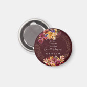 Herfst Burgundy Sfeervolle Waterverf Bruiloft Fees Magneet (Voorkant / Achterkant)