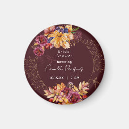 Herfst Burgundy Sfeervolle Waterverf Bruiloft Fees Magneet