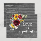 Herfst Burgundy Sunflower Barn Wedding Postponed Briefkaart (Voorkant / Achterkant)