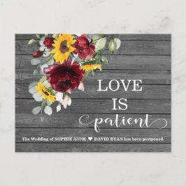 Herfst Burgundy Sunflower Barn Wedding Postponed Briefkaart