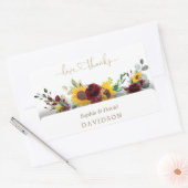 Herfst Burgundy Sunflower Weddenschap Rechthoekige Sticker (Envelop)
