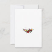 Herfst Burgundy Sunflower Weddenschap RSVP Kaartje (Achterkant)