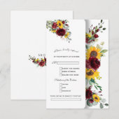 Herfst Burgundy Sunflower Weddenschap RSVP Kaartje (Voorkant / Achterkant)