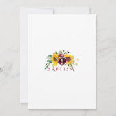 Herfst Burgundy Sunflower White Cross Baptisme Kaart (Achterkant)