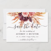 Herfst Burgundy Terracotta Floral Wedding Foto Save The Date (Voorkant)
