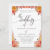 Herfst Burgundy Terracotta Floral Wedding Kaart (Voorkant)