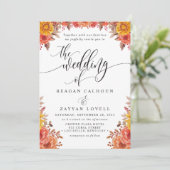 Herfst Burgundy Terracotta Floral Wedding Kaart (Staand voorkant)