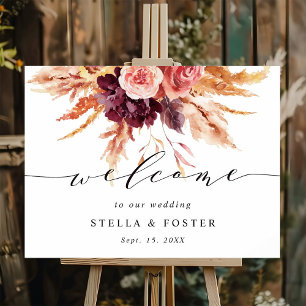 Herfst Burgundy Terracotta Floral Wedding Poster