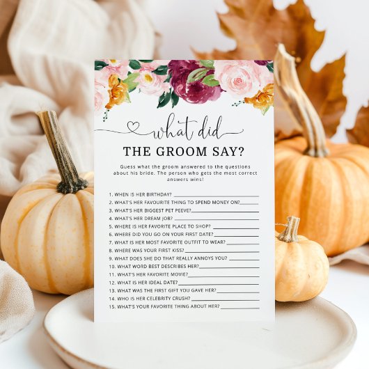 Herfst burgundy Wat zei de groom over vrijgezellen