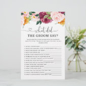 Herfst burgundy Wat zei de groom over vrijgezellen (Staand voorkant)