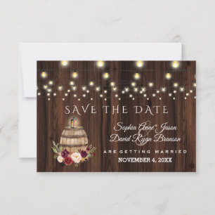 Herfst Burgundy Wine Barrel Floral Save the Date