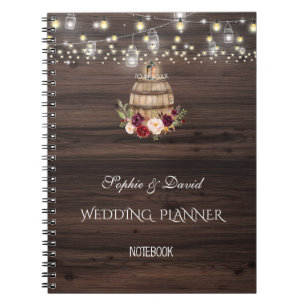 Herfst Burgundy Wine Barrel Floral Wedding Planner Notitieboek