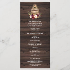 Herfst Burgundy Wine Barrel Floral Wedding Program Programmakaart