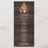 Herfst Burgundy Wine Barrel Floral Wedding Program Programmakaart (Achterkant)