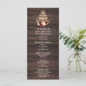 Herfst Burgundy Wine Barrel Floral Wedding Program Programmakaart (Staand voorkant)