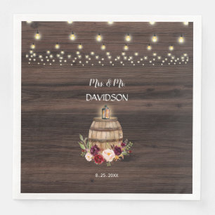 Herfst Burgundy Wine Barrel Floral Wedding Servet