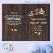 Herfst Burgundyrozen Zonnebloemen Oud Hout Program Flyer (Enkel)