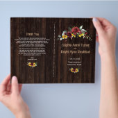 Herfst Burgundyrozen Zonnebloemen Oud Hout Program Flyer (Hand)