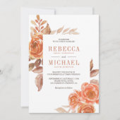 Herfst Burnt Oranje Floral Terracotta Wedding Kaart (Voorkant)