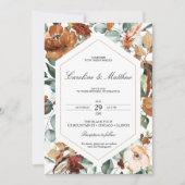 Herfst Burnt Oranje Floral Wedding Kaart (Voorkant)