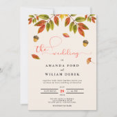 Herfst Burnt Sinaasappel Modern Script Huwelijksui Kaart (Voorkant)