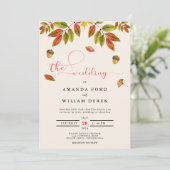 Herfst Burnt Sinaasappel Modern Script Huwelijksui Kaart (Staand voorkant)