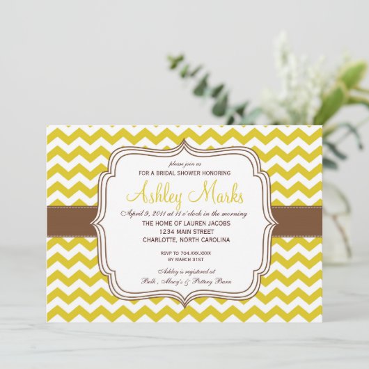 Herfst Burt Yellow chevron INvitation Kaart (Staand voorkant)