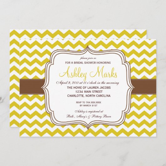 Herfst Burt Yellow chevron INvitation Kaart (Voorkant / Achterkant)