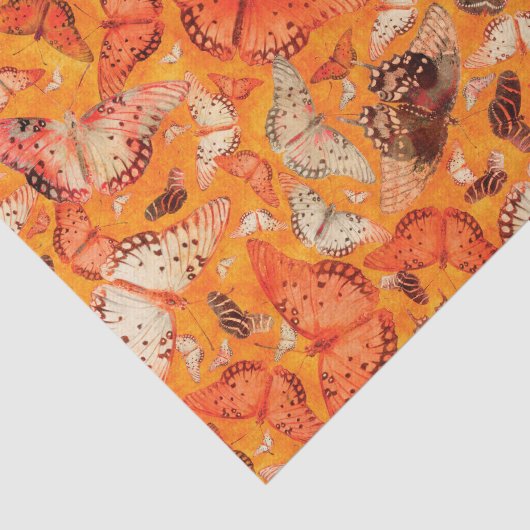Herfst Butterflies Sinaasappel Tissuepapier (Detail)
