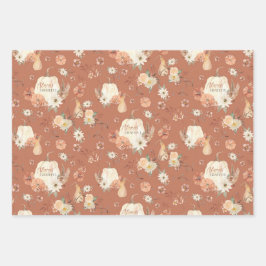 Herfst Butterfly BOHO Floral Autumn Thanksgiving Inpakpapier Vel